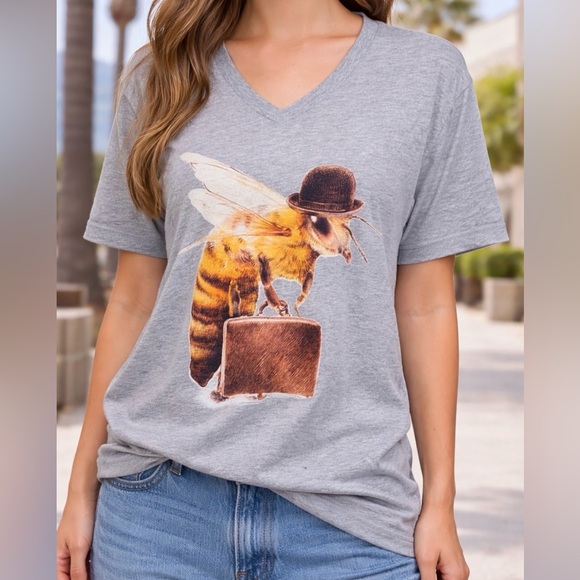 The Unbranded Brand Tops - Women’s Worker Bee V-Neck Graphic T-Shirt